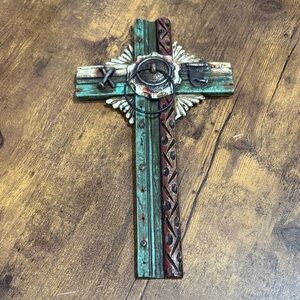 Rustic Multicolor Wall Cross Decor